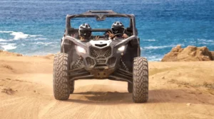 Can-Am Maverick X3 driving along coastal trail during off road tour in Los Cabos